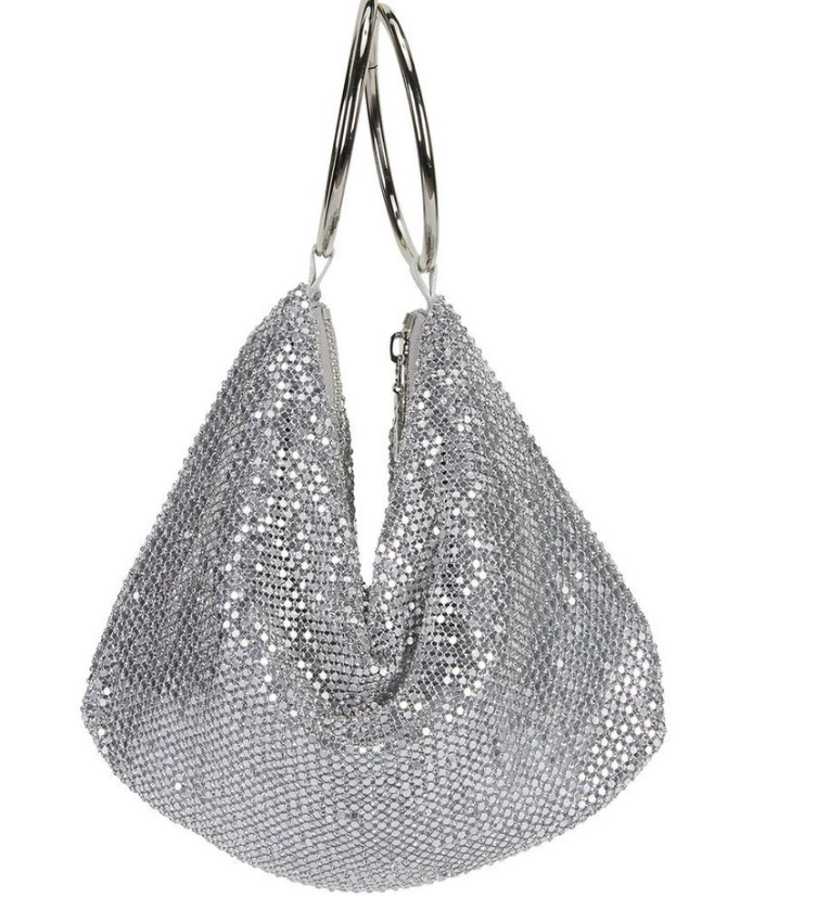 New Style Fashion Ladies Custom Handbags Metal Mesh Silver Bag